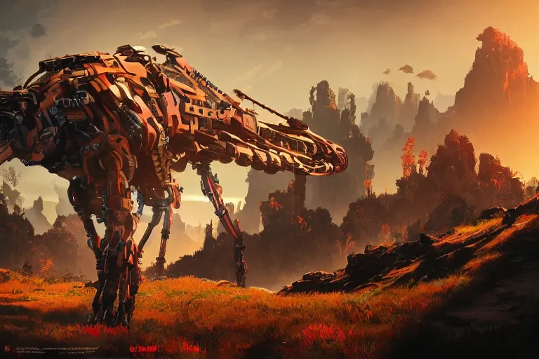 Image similar to sawtooth machine mecanical creature robot of horizon forbidden west horizon zero dawn bioluminiscence global illumination ray tracing hdr fanart arstation by ian pesty and alena aenami artworks in 4 k