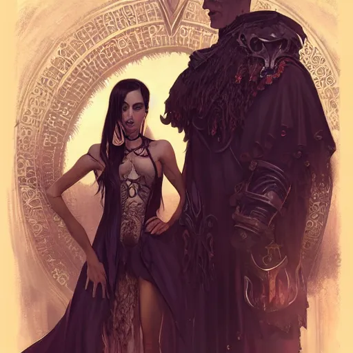 Image similar to a tall goth girl and a buff handsome man, family photo, cute, intricate, highly detailed, digital painting, artstation, concept art, smooth, sharp focus, illustration, unreal engine 5, 8 k, art by artgerm and greg rutkowski and alphonse mucha