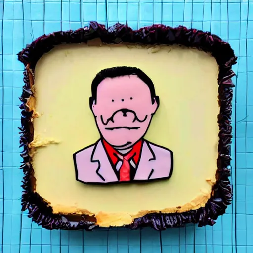 Prompt: sad Ralph Attanasia as a cartoon edible art cake