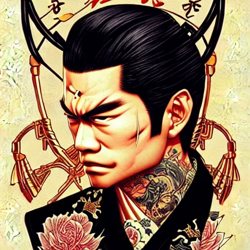 Prompt: a Yakuza warrior illustration, medium shot, intricate, elegant, highly detailed, digital art, ffffound, art by JC Leyendecker and sachin teng