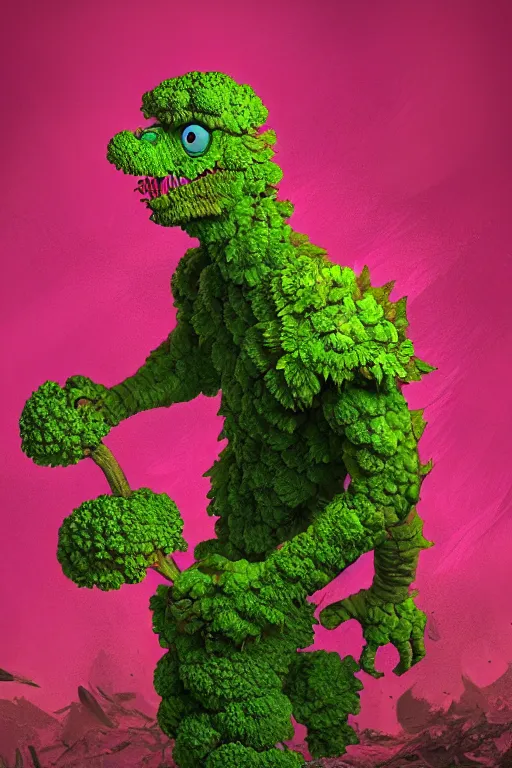 Image similar to a humanoid figure broccoli monster, highly detailed, digital art, sharp focus, ambient lighting, trending on art station