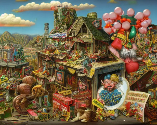 Image similar to robert williams todd schorr mark ryden highly detailed 3 - d environment octane render