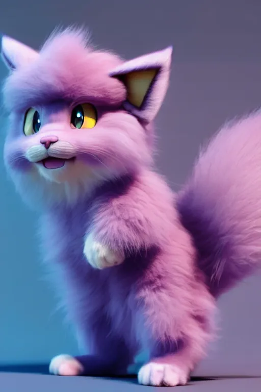 Prompt: high quality 3 d render hyperrealist very cute multipastel fluffy! chimera! cat hybrid with detailed fluffy wings!!, vray smooth, in the style of detective pikachu, hannah yata charlie immer, dramatic blue light, low angle, uhd 8 k, sharp focus