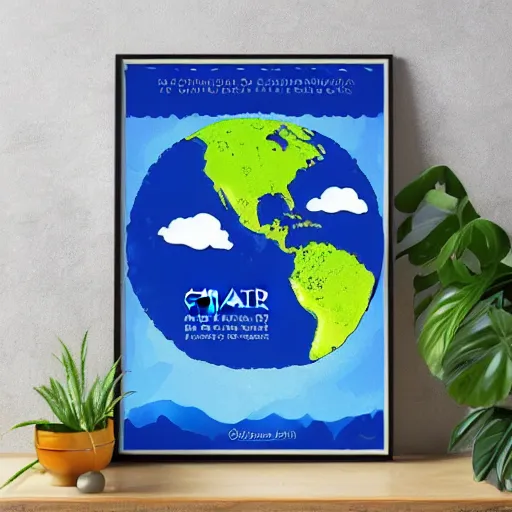 Prompt: climate - change colorful planet earth poster