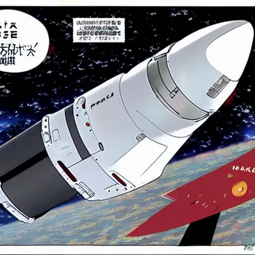 Image similar to elon musk and spacex manga by katsuhiro otomo