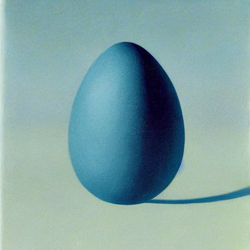 Image similar to a patterned egg againt a plain background by rene magritte