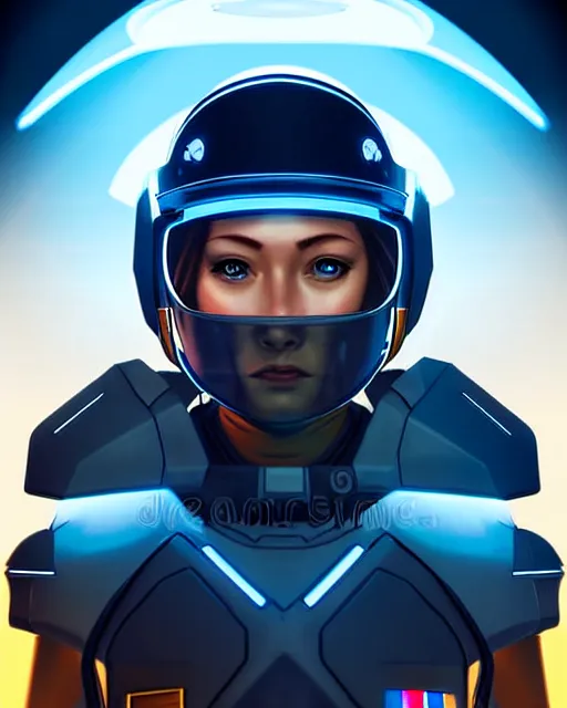 Prompt: portrait of a starship captain with a helmet as an apex legends character digital illustration portrait design 3 / 4 perspective, detailed, gorgeous lighting, wide angle action dynamic portrait