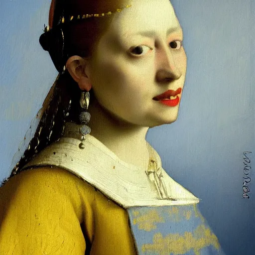 Prompt: high quality high detail painting by johannes vermeer, portrait of the queen of the seven kingdoms, hd, photorealistic lighting