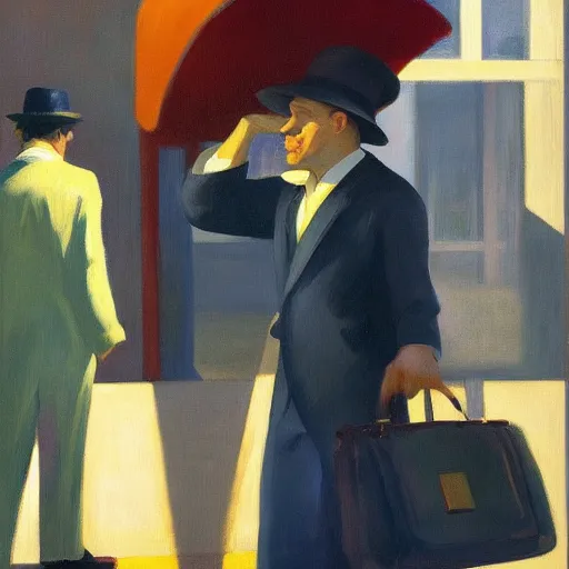 Image similar to man with a bag on his head, by Edward Hopper and James Gilleard, highly detailed