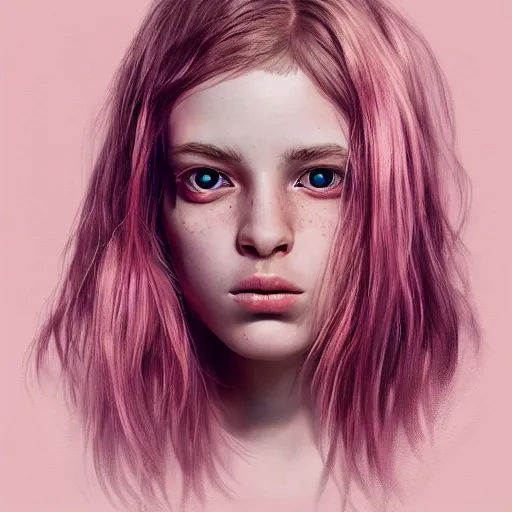 Prompt: centered detailed portrait face of a girl with pink hair, in lace lingerie, no freckles, by Alessio Albi & Flora Borsi & Nina Masic & Sue Bryce & Tom Bagshaw. trending on artstation, Unreal engine, detailed, Rendered in octane, hight quality photo, detailed painting, 8k render, Behance HD, anime, Detailed Painting, Photorealistic
