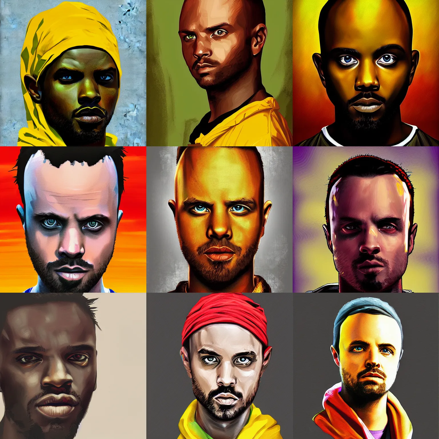 Prompt: african jesse pinkman portrait, digital art, trending on artstation, color