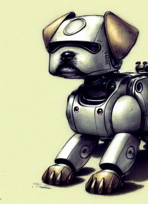 Image similar to cute dog robot, muted colors, by jean - baptiste monge