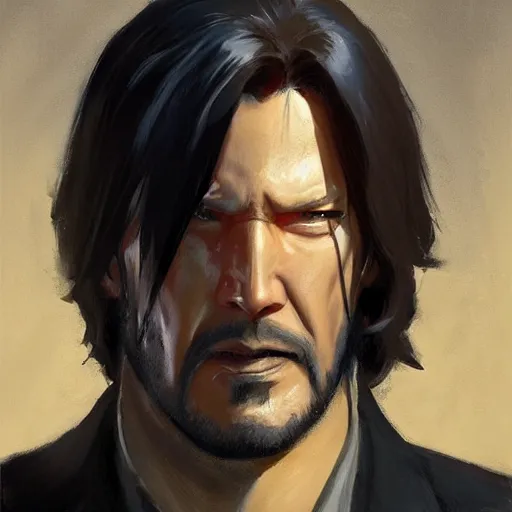 Image similar to greg manchess portrait painting of partially armored john wick as overwatch character, medium shot, asymmetrical, profile picture, organic painting, sunny day, matte painting, bold shapes, hard edges, street art, trending on artstation, by huang guangjian, gil elvgren, ruan jia, greg rutkowski, gaston bussiere