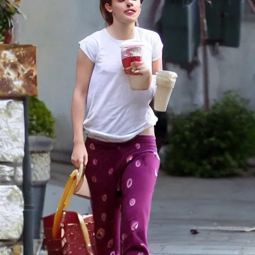 Prompt: cute emma watson bloated after being filled with a huge pizza