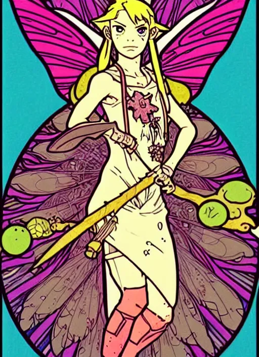 Prompt: great fairy of power, from the legend of zelda!! portrait illustration, pop art, splash painting, art by geof darrow, ashley wood, alphonse mucha, makoto shinkai