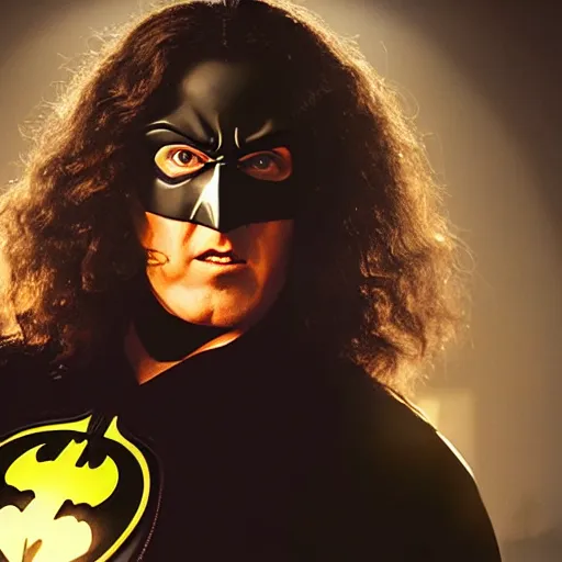 Image similar to A movie still of Weird Al Yankovic as Batman, dynamic lighting, 8k, Heroic Pose, 2022 picture of the year