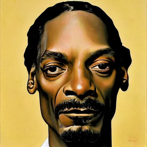 Image similar to Snoop Dogg portrait painted by Norman Rockwell