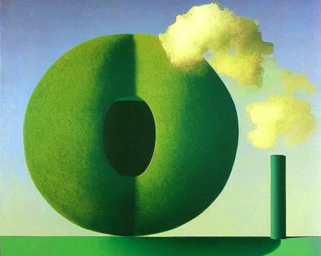 Prompt: green painting by Magritte. Pressed with gold leaf. shiny golden accents