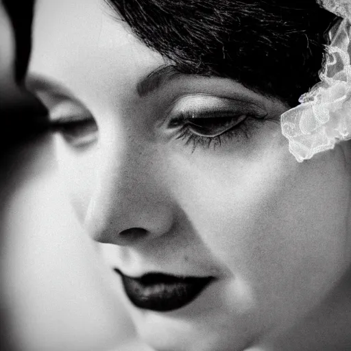 Prompt: a high detailed face, close up of a punk rocker chic, early thirties, in a white wedding dress