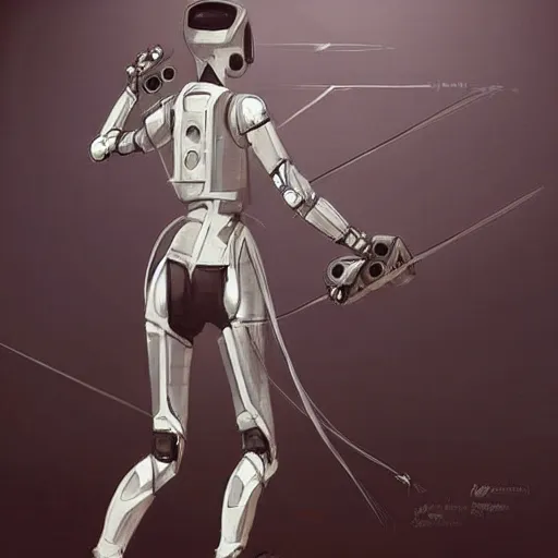 Image similar to fencer robot, female, sci fi concept art, d & d, concept art, illustration, highly detailed,