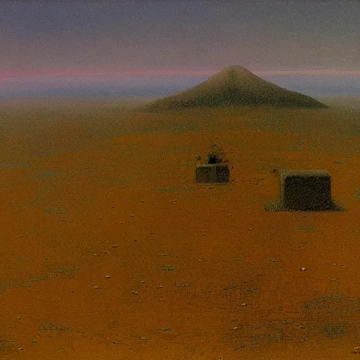 Prompt: A Landscape by Zdzisław Beksiński