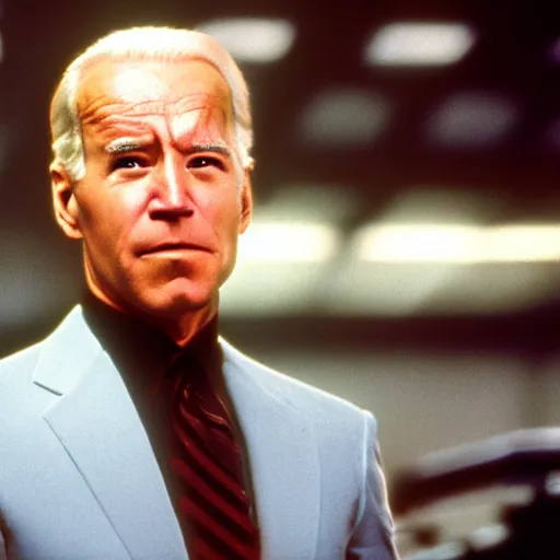 Prompt: color film still of Joe Biden as robocop in movie robocop 1987, crime fighting, photorealistic, 8k, XF IQ4, 150MP, 50mm, F1.4, ISO 200, 1/160s, natural light