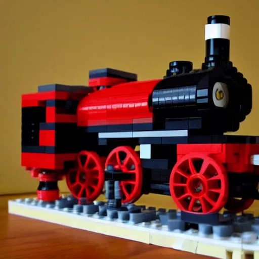 Image similar to lego train steam engine realstic