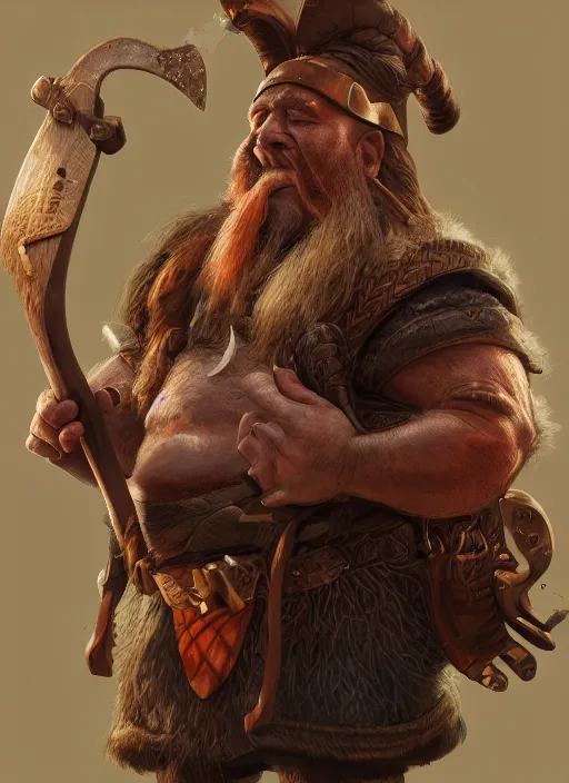 Prompt: stunning portrait of a axe wielding maniac fantasy dwarf, artstation, nvidia, vray