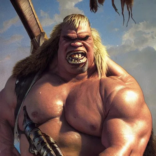 Prompt: upper body portrait of a heavily armoured hulking herculean chiseled john candy as a fantasy barbarian pirate orc ork, sunrays, cinematic lighting, photorealistic, octane render, 8 k, depth of field, 3 d, art by artgerm and greg rutkowski and alphonse mucha and uang guangjian and gil elvgren and sachin ten