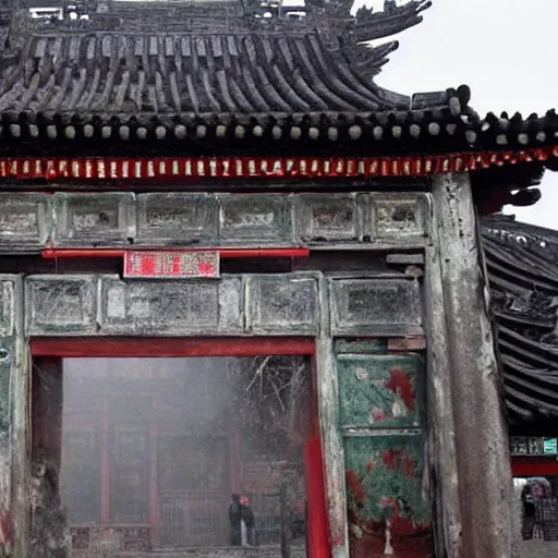 Prompt: Chinese ancient buildings is frozen