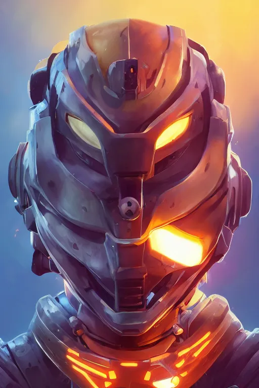 Image similar to epic mask helmet robot ninja portrait stylized as fornite style game design fanart by concept artist gervasio canda, behance hd by jesper ejsing, by rhads, makoto shinkai and lois van baarle, ilya kuvshinov, rossdraws global illumination radiating a glowing aura global illumination ray tracing hdr render in unreal engine 5