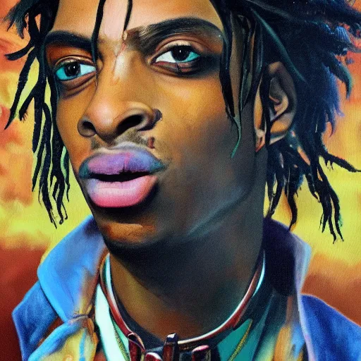 Image similar to playboi carti painted by abney park 4 k detailed super realistic