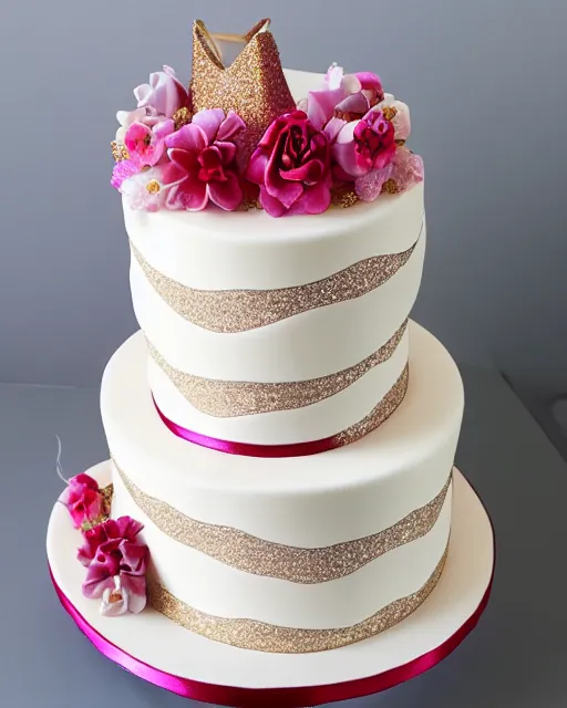 Image similar to elegant quartz raspberry wedding cake dripping fondant, stylized, sparkling, glitter, gilding, ornate, sylvain sarrailh, joongwon jeong