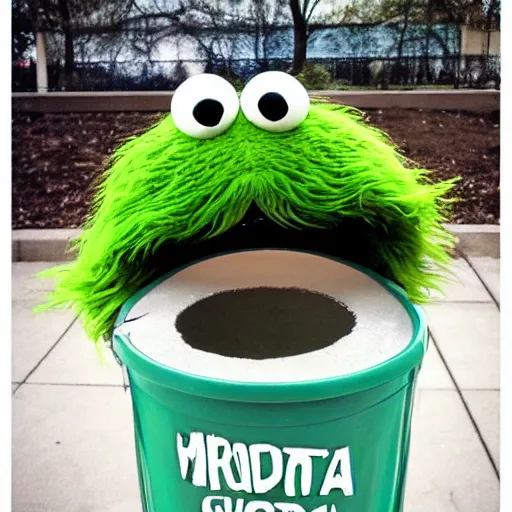 Image similar to oscar the grouch in a really really really really really really good mood