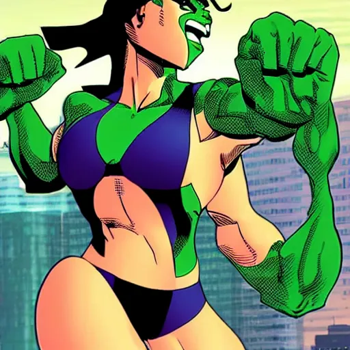 Prompt: she - hulk if she was a guy