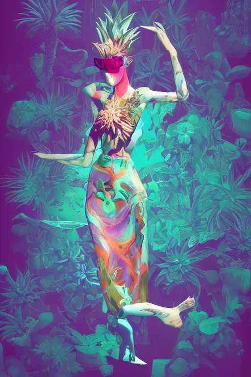 Prompt: epic 3 d abstract computer nerd, spinning hands and feet, 2 0 mm, with plum and teal peanut butter melting smoothly into asymmetrical succulents and pineapples, torsion, liquid, delicate, beautiful, intricate, houdini sidefx, trending on artstation, by jeremy mann, ilya kuvshinov, jamie hewlett and ayami kojima