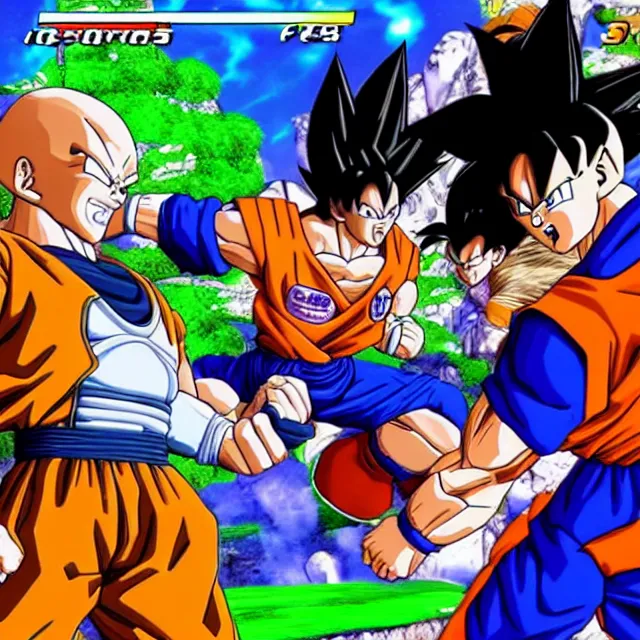 Image similar to gameplay of a dragon ball 3 d platform fighter on the nintendo 6 4