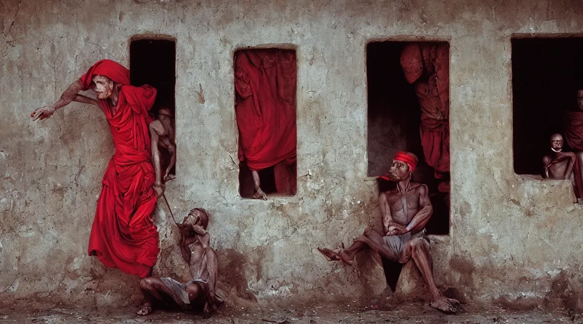 Prompt: red pill photograpy taked by Steve McCurry