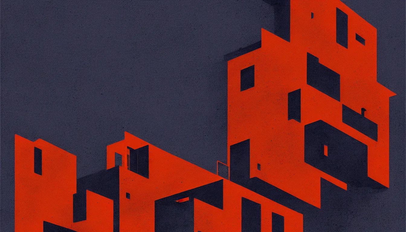 Image similar to costa rica by, mads berg, karolis strautniekas, film noir, stippled light, dramatic lighting, editorial illustration, detailed, fine texture, matte print, art deco, brutalism, dark blue + dark orange, red, black, ( ( habitat 6 7 background ) )