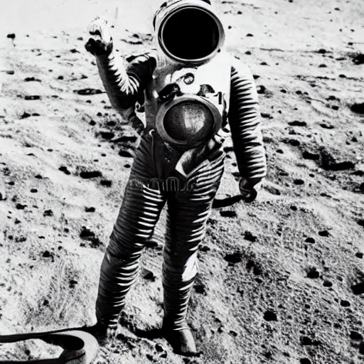 Prompt: early diving suit with copper helmet diver holding a stratocaster electric guitar on the moon. old diving suit pictures. old diving suit. old copper diving suit. old diving suit stock photos