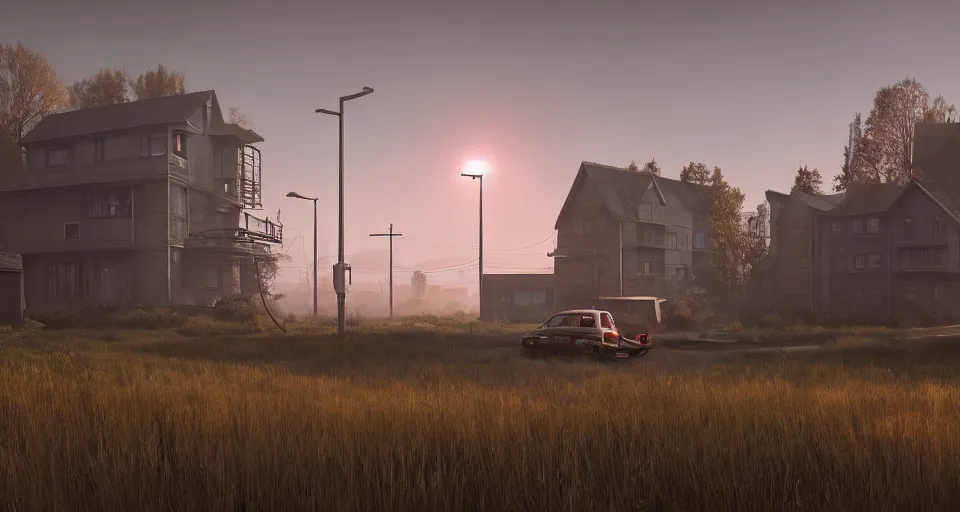 Image similar to home is obsolete, realistic rendering, unreal engine, 4k, hdr, high dynamic range, f12, simon stalenhag