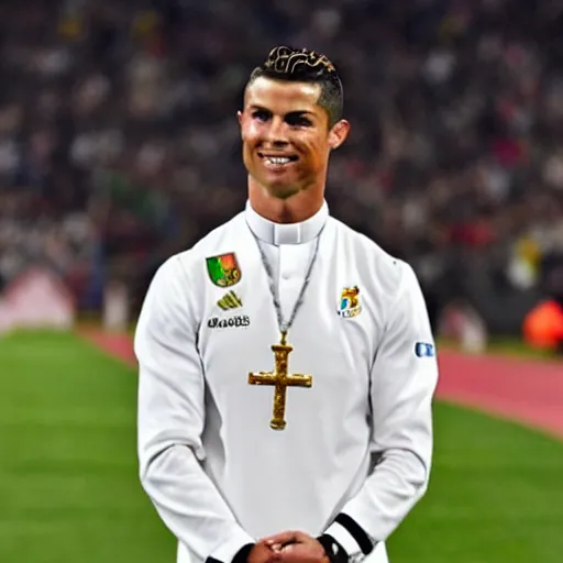 Prompt: cristiano ronaldo as a priest