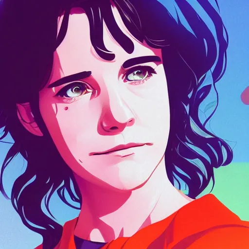 Image similar to portrait of ally sheedy in breakfast club, highschool background, rich vivid colors, ambient lighting, dynamic lighting, 4k, official media, anime key visual, makoto shinkai, ilya kuvshinov, lois van baarle, rossdraws, detailed, trending on artstation