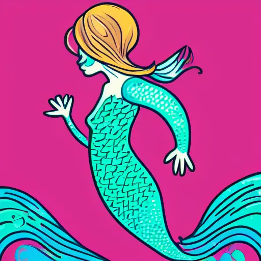 Image similar to Full body mermaid swimming in the sea, Anthropomorphized, portrait, highly detailed, colorful, illustration, smooth and clean vector curves, no jagged lines, vector art, smooth, ArtStation