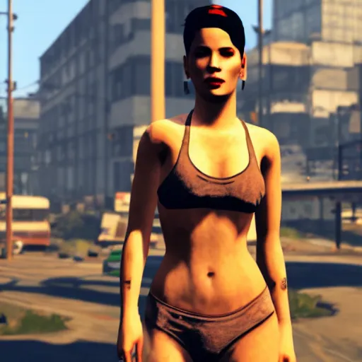 Image similar to Halsey in GTA V, 4k