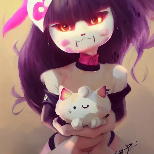 Image similar to Kuromi sanrio by Stanley Artgerm Lau, WLOP, Rossdraws, James Jean, Andrei Riabovitchev, Marc Simonetti, Yoshitaka Amano, ArtStation, CGSociety,