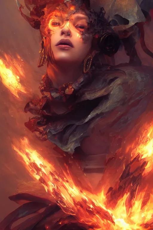 Image similar to torso closeup beautiful girl necromancer, witch - doctor exploding into space casting spell, angels, 3 d render, hyper - realistic detailed portrait, holding fire and electricity, ruan jia, wlop. scifi, fantasy, magic the gathering, hyper detailed, octane render, concept art, peter mohrbacher