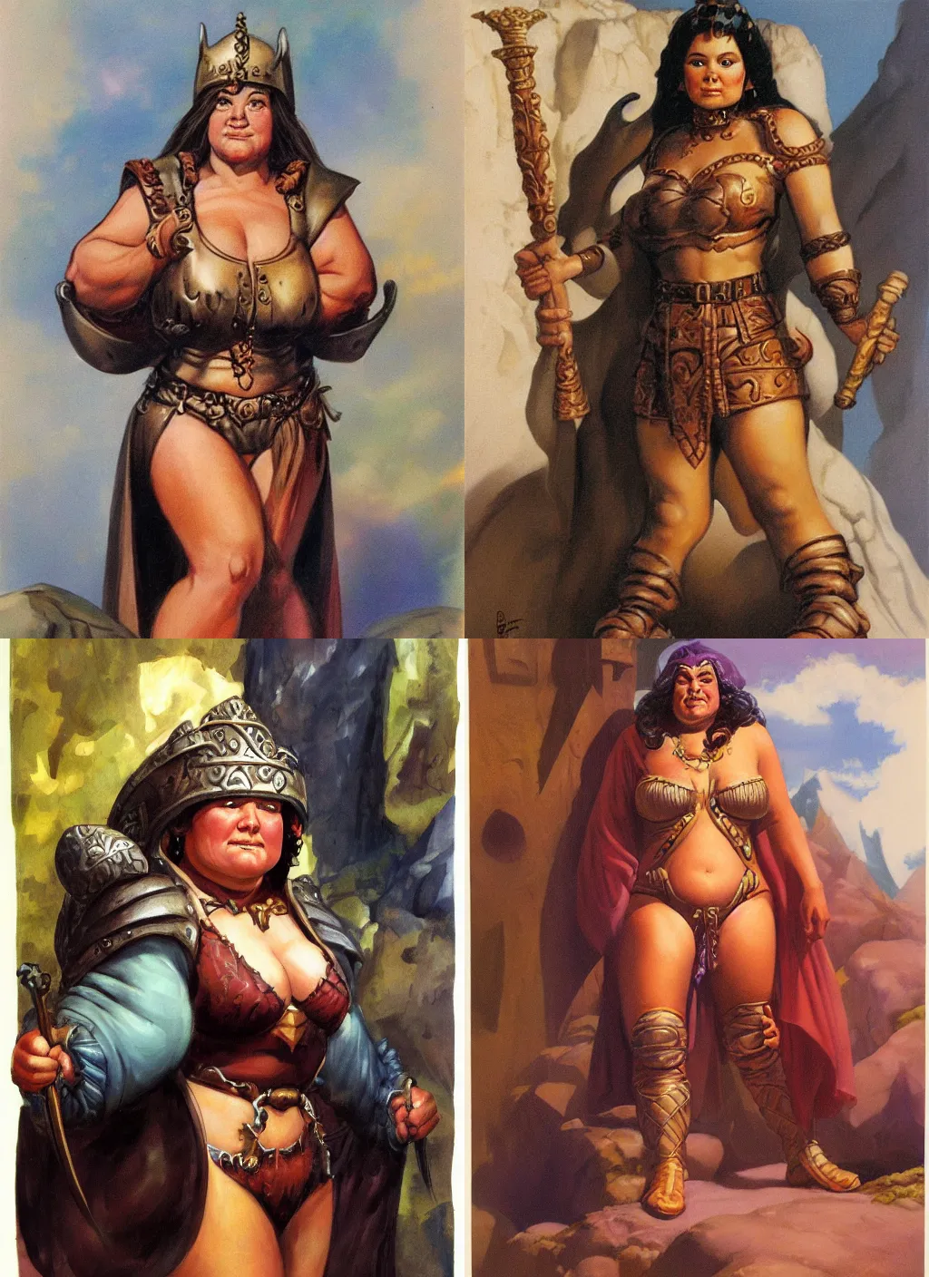 Prompt: female dwarven noblewoman, chubby short stature | by boris vallejo