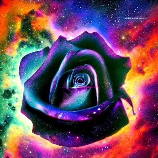 Image similar to fantasy art based on award - winning macro of a beautiful black rose made of molten magma and nebulae on black background by harold davis, highly detailed, mysterious inner glow, trending on deviantart, artstation and flickr, nasa space photography, national geographic
