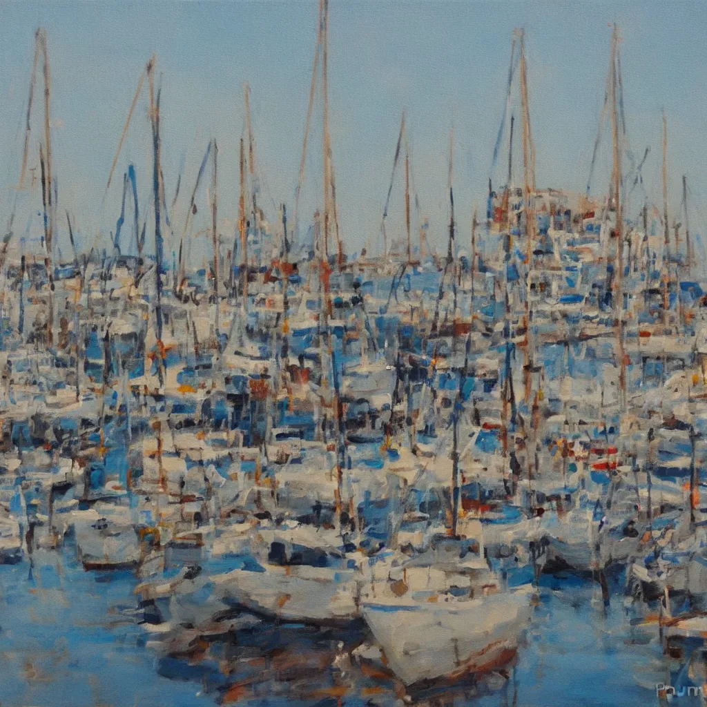Image similar to Harbour, painting by Poumeyrol